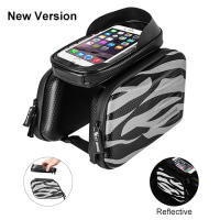 WEST BIKING PU Rainproof Cycling Bag Top Front Tube Bag MTB Mountain Bike Frame Basket 6.2 Inch Phone Touchscreen Bicycle Bags