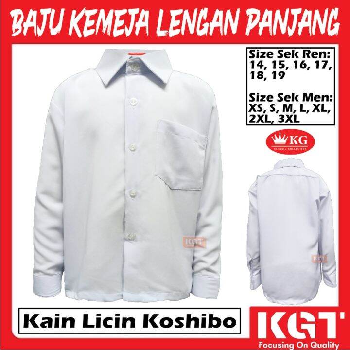 BAJU KEMEJA PUTIH LENGAN PANJANG KAIN LICIN KOSHIBO NILA WHITE KGT ...