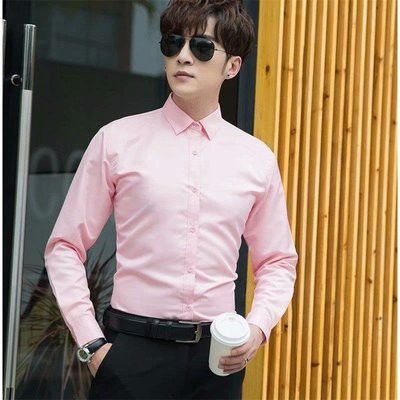 [READY STOCK] Mens Long Sleeve Shirts Formal Plain Simple Slim Fit Office Young