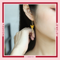 Dainty ผีเสื้อห้อยต่างหูทอง18K สำหรับผู้หญิงสาวต่างหูโซ่ยาวสำหรับงานแต่งงานงานพรอมวันเกิด