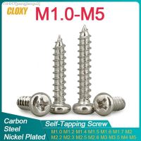 ✒✓❏ 50/ 100/ 200/ 500pcs Nickel-Plated Carbon Steel Cross Round Head Self Tapping Screws M1 M1.2 M1.4 M1.7 M2 M2.3 M2.6 M3 M4 M5