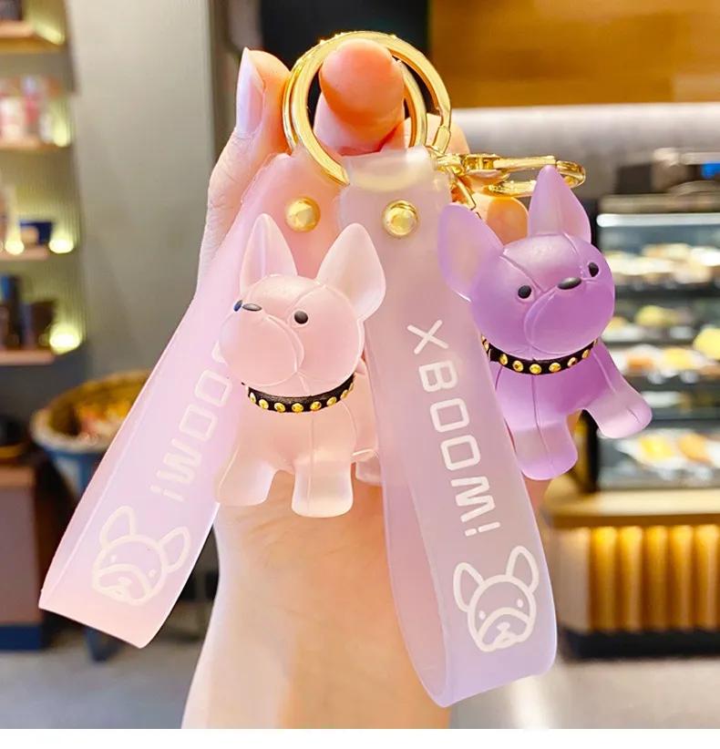 French Bulldog Keychain - Women Bag Pendant Transparent Colorful