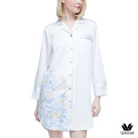 Wacoal Sleepwear ชุดนอนวาโก้ ชุดกระโปรง Longshirt กระดุมผ่าหน้า แขนสั้้น ผ้า Satin รุ่น WN6C83