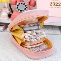 ○♨ Three-layers Large-capacity Transparent Pen Bag PVC Stationery Bag Student Cute Storage Pen Pouch Gift Learning Supplies