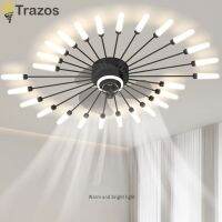 TRAZOS โคมไฟโคมระย้าพัดลมไฟเพดาน Led สำหรับสำหรับห้องนั่งเล่นชุดโคมไฟระย้าห้องนอนเพดาน Led ทันสมัยดอกไม้ไฟในขายดีของ TRAZOS