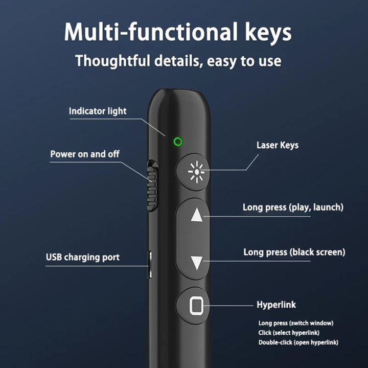 ตัวหมุนหน้าจอไร้สาย-rf-2-4ghz-usb-การนำเสนอการควบคุมระยะไกลการนำเสนอพาวเวอร์พ้อยท์คลิกเกอร์สำหรับแม็คพีซี-ppt-keynote