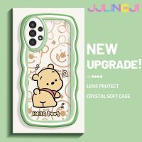 Jlingji เคสปลอกสำหรับ Samsung กาแลคซี A13 A13 5G เคส A04s วินนี่ช้อนส้อมมีดหมีพูห์สีสันสดใสขอบครีมเคสมือถือกันกระแทกแบบใสนิ่มเรียบง่ายเคสป้องกันโปร่งใสลายกล้องถ่ายรูปสร้างสรรค์