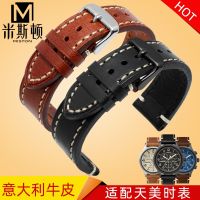 ★New★ Suitable for Timex Watch Band TW4B09100 T49905 Mens Vintage Leather Bracelet 20 22mm Black