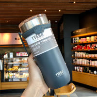 710ml Large Capacity Thermal Mug Stainless Steel Vacuum Insulation Water Bottle Ice Bar Cup Coffee Thermal Silicone Handheld Cup