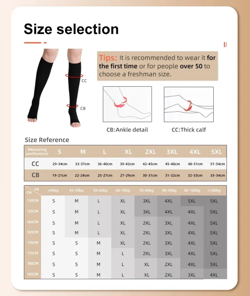 duanw9 Plus Size 34-46mmHg Compression Stockings Unisex Grade 3 Open Toe  Socks Varicose Veins Treatment Graduated Pressure Health Compression  Stockings