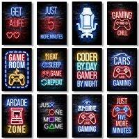 เกม Playstation รูปภาพ Wall Art ห้องนอนเด็ก Neon โปสเตอร์ Aesthetic คุณภาพ-ห้องเด็กโปสเตอร์ตกแต่งภาพวาดผ้าใบ