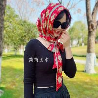 COD KKW MALL 双层双面丝巾帽防晒户外旅游工地干活包头帽妈妈礼物Double double sided scarves sunscreen work outdoors travel site in baotou hat her presents3.06