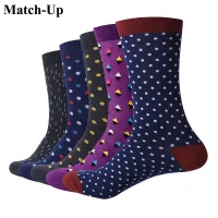 Match-Up Men Classic business dots Cotton Socks argyle Casual Crew Socks business so(5 PairsLot) US 7.5-12