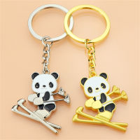 【2023】Panda Ski Keychain For Car Keys Metal Cute Snowboard Panda Pendant Ski Gifts Snow Sport Key Chains For Party Guest Friend ！