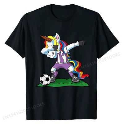 Dabbing Unicorn Soccer Girls Women Team  Gift T-Shirt Men Fitted Custom Tops Shirt Cotton Tshirts Printed On