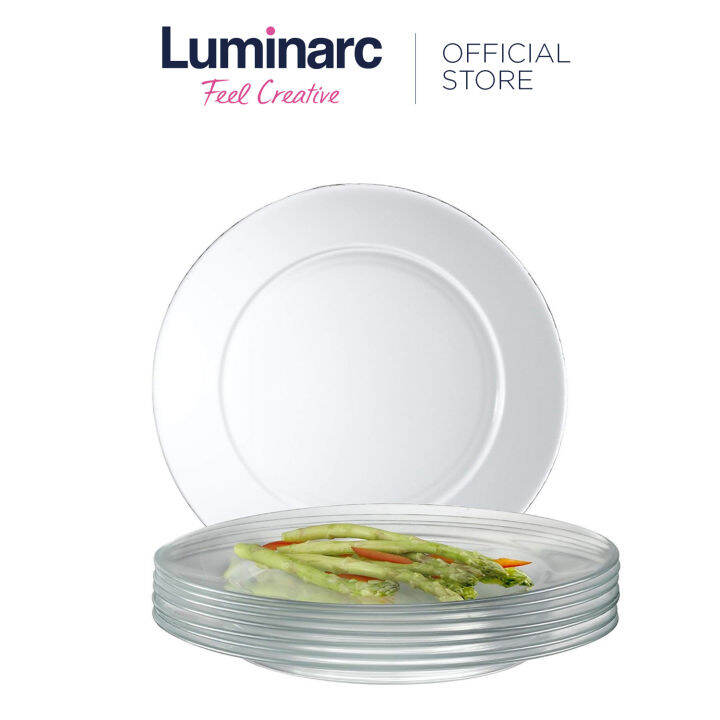 Luminarc Directoire 6pcs 25cm Glass Dinner Plates Set Microwaveable and