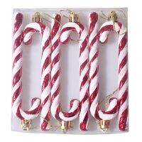 6 Pcs ต้นคริสต์มาสแขวนเครื่องประดับพลาสติก Candy Canes สำหรับวันหยุดเทศกาล Xmas จี้ Twisted Crutch Candy Canes