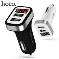 HOCO Mini USB Car Charger For Mobile Phone Tablet GPS 3.1A Fast Car-Charger Dual USB Phone Charger LED Display Adapter in Car Car Chargers