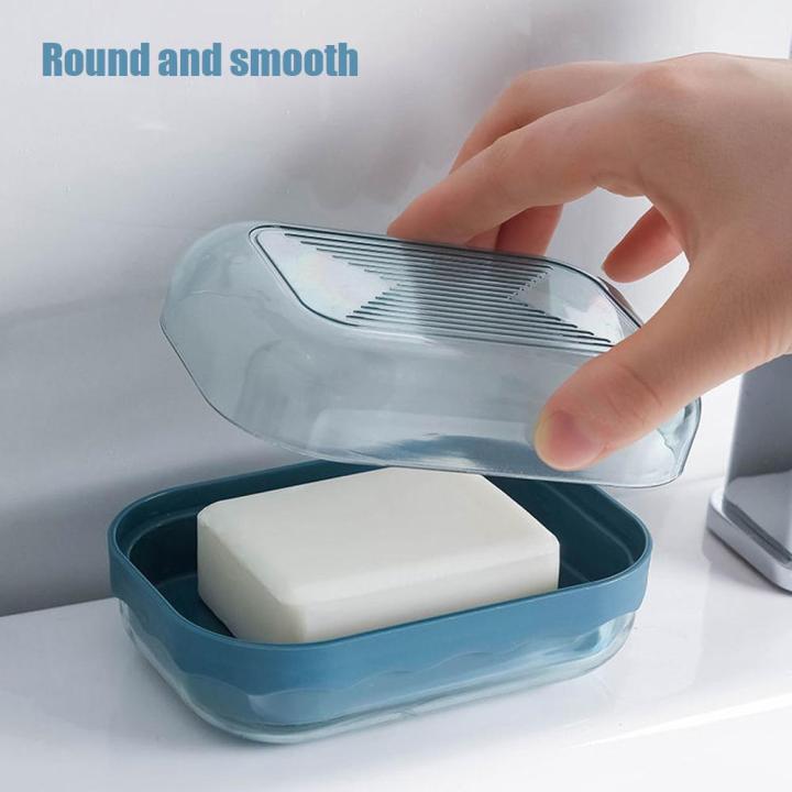 1pc Double-layer Thickened Soap Box With Drain Tray, Clear Soap