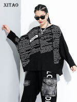 XITAO Letter Patchwork T เสื้อผู้หญิงหลวมแฟชั่นบุคลิกภาพทั้งหมด Batwing แขน2020ใหม่ฤดูใบไม้ร่วง Tee เทพธิดาพัดลม ZP3258