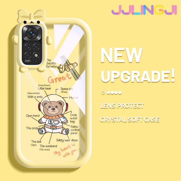 jjlingji-เคสสำหรับ-xiaomi-mi-redmi-note-11-11-s-note-10s-note-10s-poco-m5s-note-11-se-เคสการ์ตูนน่ารัก-nasa-astraut-bear-motif-เคสกันกระแทกเคสซิลิโคนเนื้อนิ่มหนาทนทานต่อการตกและเคสโทรศัพท์แบบใส