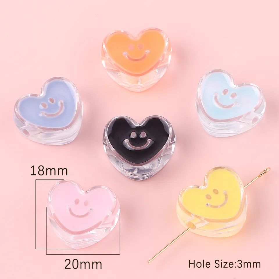 4pcs Acrylic Cartoon Heart Shaped Buttons