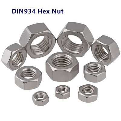 5/10/50pcs DIN934 M1 M1.2 M1.4 M1.6 M2 M2.5 M3 M4 M5 M6 M8 M10 A2-70 304 stainless steel Hexagon Hex Nut Nuts Nails Screws Fasteners