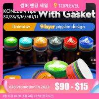 ปลายสีรุ้ง KONLLEN หัวคิวสนุ๊กเกอร์11/14มมหลายชั้น Cuetips สนุ๊กเกอร์ความแข็ง S/SS/SX/M/MH/H หนังหมูตกแต่งปลายคิว