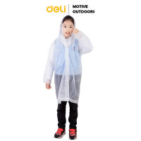 Deli เสื้อกันฝน EVA เสื้อกันฝนเด็ก สีขาว คุณภาพดี กันน้ำ แบบหนา ชุดกันฝน Rain coats