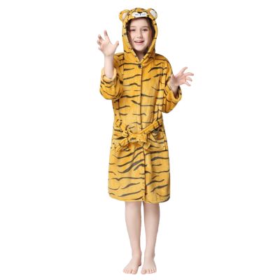 {Xiaoli clothing} ฤดูหนาว Warm Tiger Hooded เด็กเสื้อคลุมอาบน้ำเด็ก Robe Cool สัตว์สำหรับชายหญิงชุดนอน Nightgown เด็กชุดนอน3 13Y