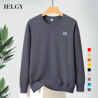 IELGY เสื้อสเวตเตอร์พิมพ์ลายการ์ตูนแขนยาวคอกลมสำหรับผู้ชาย