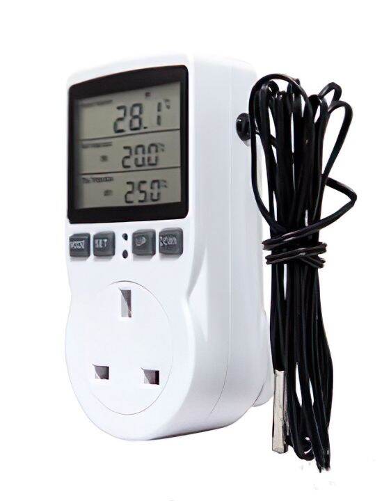 Local Digital Thermostat Temperature Control Plug UK Socket with Sensor