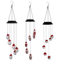 Solar Christmas Wind Chime Lights Outdoor Waterproof Villa Garden Decorated with Holiday Lights Santa Wind Chime Snow man Lamp