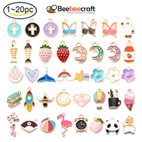 Beebeecraft 1-20 PC Alloy Enamel จี้ Light Gold Plated Enamel จี้โลหะ Dangle Charms สำหรับ DIY สร้อยคอต่างหูเครื่องประดับทำ