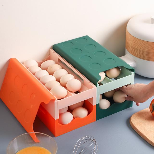 กล่องเก็บไข่สไลด์-2-ชั้น-เก็บได้24ฟอง-คละสี-egg-storage-box-2-layers-slide-สามารถเก็บไข่ได้ในตู้เย็นให้สดใหม่และป้องกันการแตกของไข่ไก่ได้