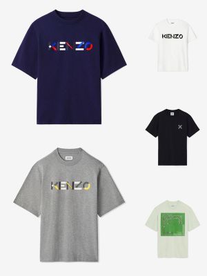 Kenzo² เสื้อยืดผู้ชายหัวเสือ,เสื้อพิมพ์ลาย Takada Ken อินเทรนด์คอกลมหลวมคลาสสิกตัวอักษรแขนสั้น