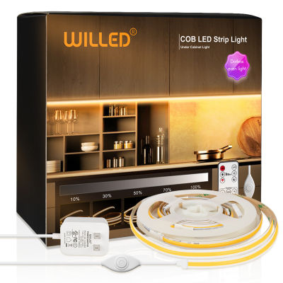 COB LED Strip Dimmable Under Cabinet Light Kit 4 PCS with Remote Control for Kitchen Counter Closet Bathroom Warm Light Strip