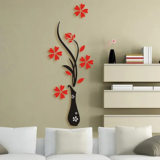 Retro Vase Flower Tree Pattern Diy Home