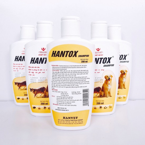 Sữa tắm trị ve rận bọ chét cho chó mèo hantox shampoo vàng 200ml - ảnh sản phẩm 3