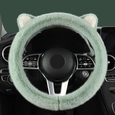 ที่หุ้มพวงมาลัยรถยนต์สำหรับฤดูหนาวรูปทรงแมวหรูหราน่ารัก,อุปกรณ์ตกแต่งภายในรถยนต์ที่คลุมล้อพวงมาลัยอัตโนมัติใช้งานได้อเนกประสงค์