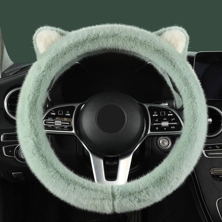 ที่หุ้มพวงมาลัยรถยนต์สำหรับฤดูหนาวรูปทรงแมวหรูหราน่ารัก-อุปกรณ์ตกแต่งภายในรถยนต์ที่คลุมล้อพวงมาลัยอัตโนมัติใช้งานได้อเนกประสงค์