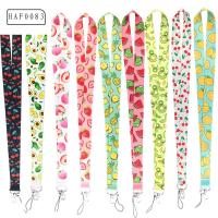 HAF0083 สายรัดโทรศัพท์ กล้อง สายคล้องโทรศัพท์มือถือ Webbings Ribbon ผู้ถือป้าย ID ที่ใส่พวงกุญแจ การ์ตูนผลไม้ Lanyard สายคล้องโทรศัพท์ สายอะโวคาโดชื่นบาน เชือกแขวนโทรศัพท์