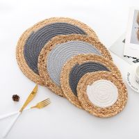 Placemat Pad Coasters Kitchen Table Mats Rattan Coaster Bowl Mats Padding Mat Insulation Pad Round Placemats Hand-made