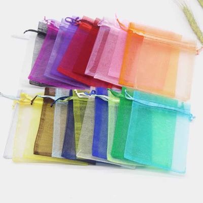25/50pcs Organza Bag Jewelry Pouches Wedding Parry Gift Candy Drawstring Bag For Jewelry Earring Display Packaging Gift Wrapping  Bags