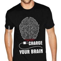 Charge Your Brain Tees Shirts Young Urban Fashion T-Shirt For Men England Style Tshirts Men Unique Vintage Tee Shirt