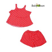 Đồ Bộ Tol Lanh Áo 2 Dây Quần Đùi họa tiết Trái Tim Bé Gái BabyBean