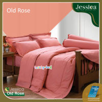 Jessica Old Rose (Set 6ชิ้น) ชุดผ้าปู 5 ชิ้น + ผ้านวมขนาด90"x100" 1ผืน  สีพื้น