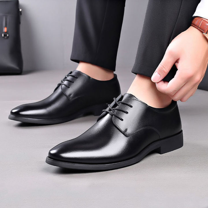 รองเท้าหนังผู้ชาย-รองเท้าผูกเชือกสีดำชายสไตล์อังกฤษ-รองเท้าทางการธุรกิจอย่างเป็นทางการ-รองเท้าส้นเตี้ยแต่งเรียบๆ-รองเท้าเจ้าบ่าวแต่งงาน-รองเท้าผู้ชายที่ดีที่สุด-รองเท้าสูทสีน้ำตาล