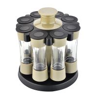 Eight Slots Rotating Cruet Condiment Spice Rack Seasoning Jar for Pepper Bottle Salt Shaker Tank Kitchen Stand Organizer