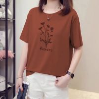 COD DSFDGDFFGHH Cotton summer clothes womens short-sleeved t-shirt loose fat mm large size dress belly cover half-sleeved T-shirt